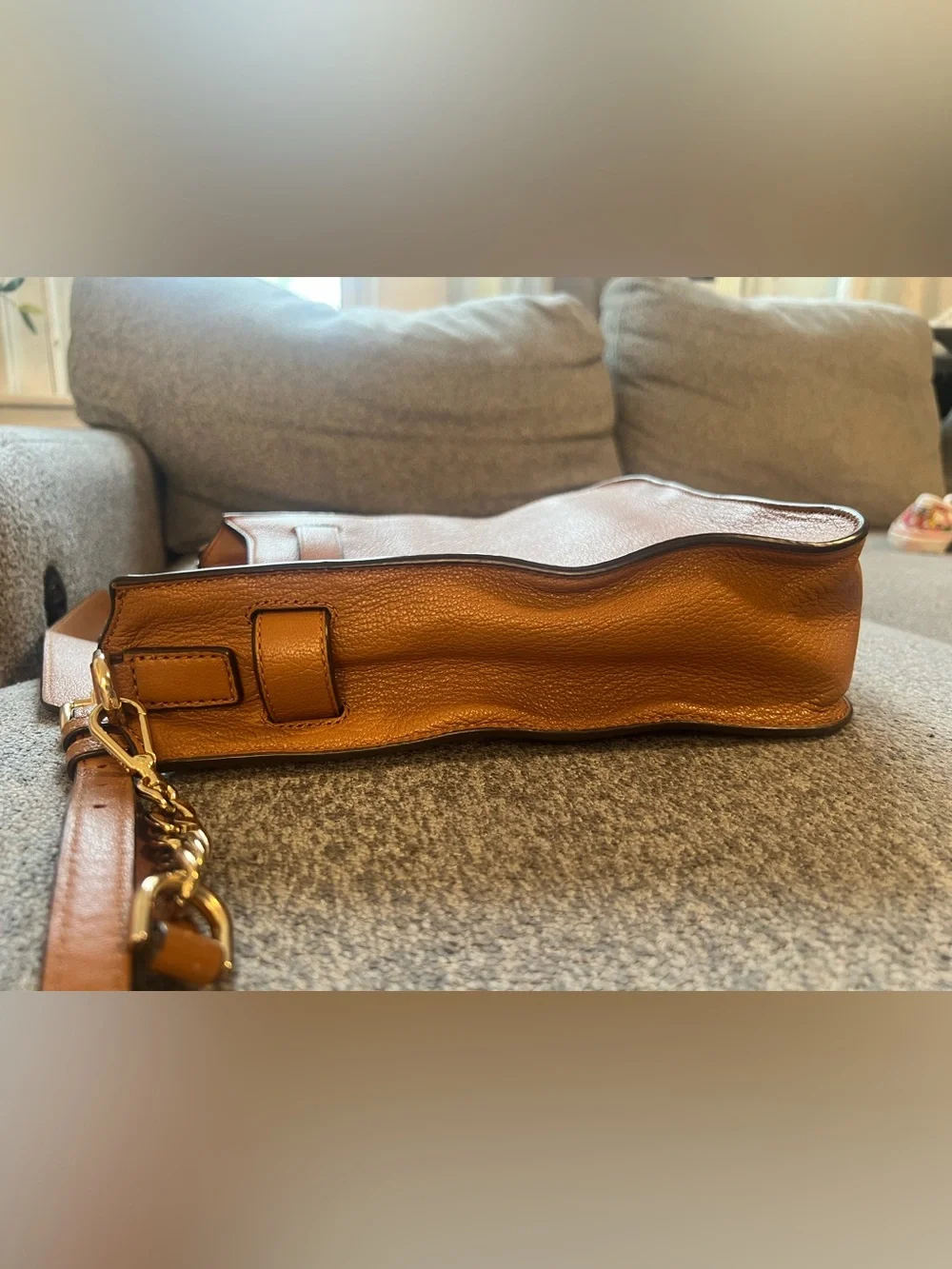 Michael Kors Chestnut Pebbled Leather Shoulder Bag with Gold Tone Hardware